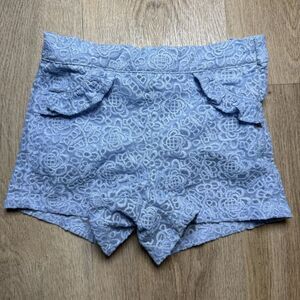Janie &‎ Jack Girls Size 5 Blue Floral Embroidered Summery Shorts Polyester